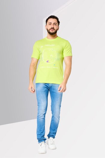 Replay Men Crew Neck Short Sleeves Graphic Print T-Shirt, Lime Green