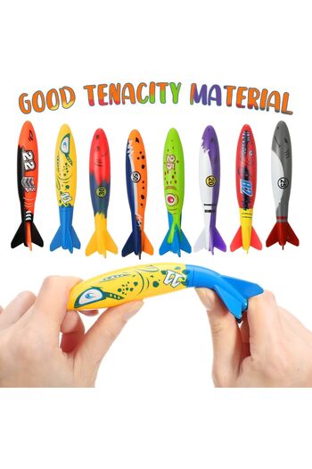 erorex 16 Packs Diving Torpedo Pool Toy Set – Underwater Shark Torpedoes & Squid Dive Toys Kids – Fun Swim