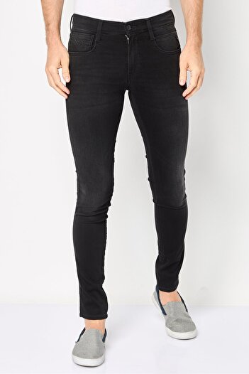 Replay Men Slim Fit Washed Stretchable Denim, Black