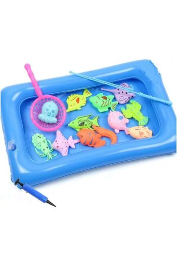 erorex Children'S Magnetic Fishing Game 16 Piece Set With Inflatable Pool And Pump