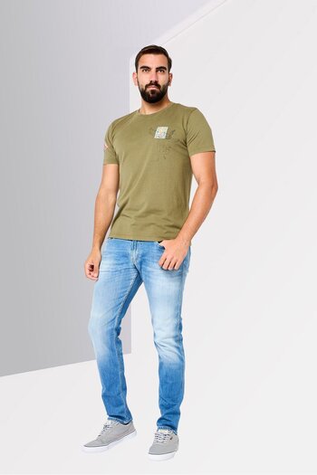 Replay Men Crew Neck Short Sleeve Graphic Print T-Shirt, Sage Green