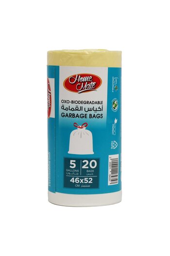 Homemate Home Mate White Drawstring Garbage Bag 5 Gallon 46x52cm – 20pcs Durable Trash Bags