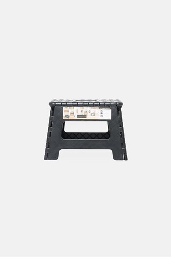 Lifestyle Plastic 9 Inch Folding Step Stool With Handle, Black