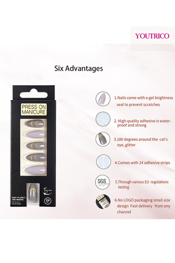 Youtrico 24pcs Press-on Nails, Cat Eye,Princess Style,teardrop-shaped,false&fake Nails,love gift