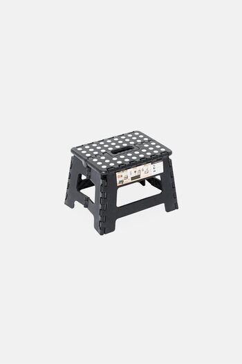 Lifestyle Plastic 9 Inch Folding Step Stool With Handle, Black