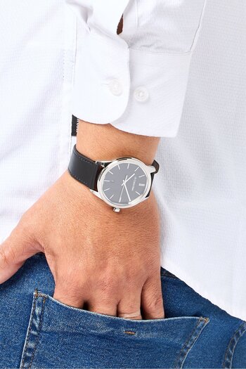 Calvin Klein Men 25000062 Leather Analog Watch 42 mm, Black