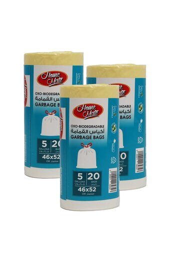 Homemate Home Mate White Drawstring Garbage Bag 5 Gallon 46x52cm | 3 Rolls x 20pcs