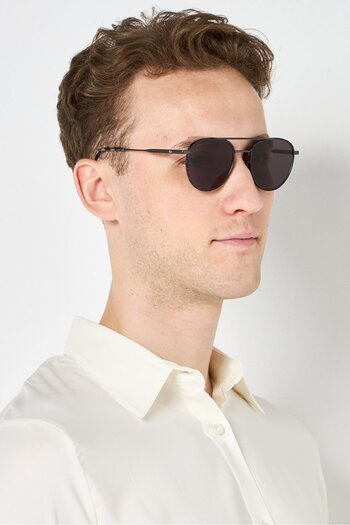 Lacoste Men L258S Round Sunglasses, Black