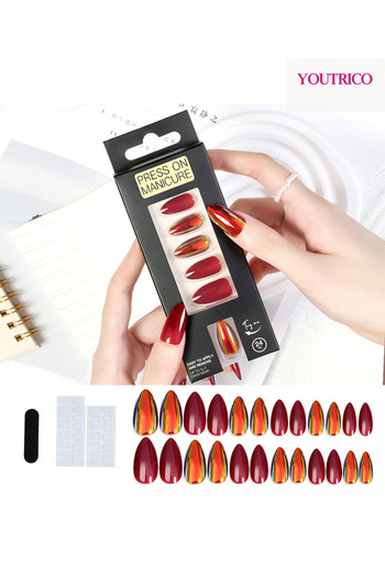Youtrico 24pcs Press on Nails,City Chic Daily,Laser,Party nail,Teardrop-shaped,false Nails,Princess Style