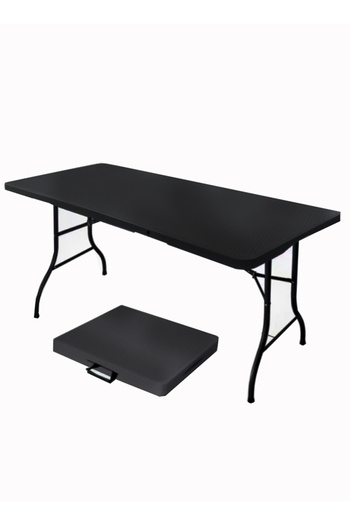 EGG Black Folding Camping Table Portable Picnic Dining Table180x70x74cm
