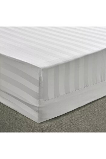 Home Centre Satin Stripe Pima Cotton Sateen 525 Thread Count Super King Fitted Sheet
