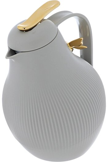 DORA thermos, 1 liter, golden butterfly, thermal glass inner shell gray