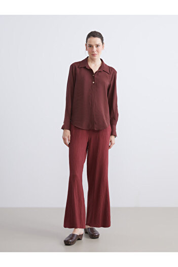 LC Waikiki Sparkling Selections from Shining Store |   Textured Wide Leg Women's Trousers with Elastic Waistband