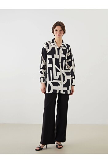 LC Waikiki Lcwaikiki Classic Black Print Women's Shirt Tunic