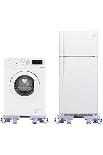 Generic Small Refrigerator Stand by Midla: Adjustable Washing Machine and Dryer Stand with 4 Rotating Wheels