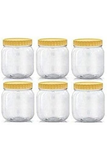 Alsaqer Plastic Sunpet Round Spice Storage Jar with Lid, 6-Pieces, 750 ml Capacity