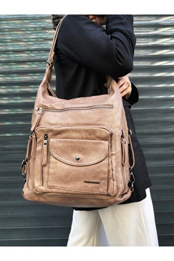 Just Polo Women's Multi-Compartment Soft Leather Adjustable Crossbody Shoulder Bag