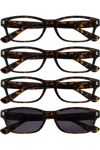 Opulize Set of 4 pairs of eyeglasses, brown/black, size +1.5