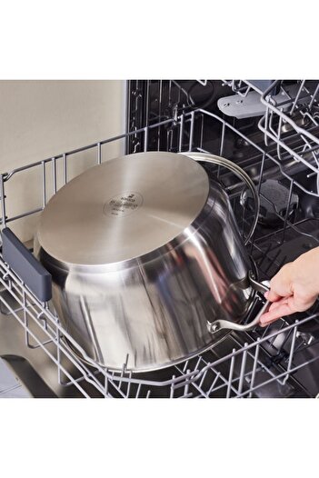 Karaca Elite Edelstahl-Induktions-Kochtopf mit Deckel, 30 cm, Silber