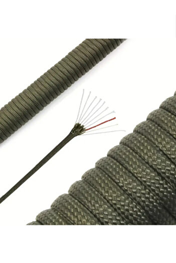kamp dükkanı 10 Metre 6mm Renkli Iskota Halat Karabinalı Çadır Branda Tente Yük Bağlama Gerdirme İpi (HAKİ)