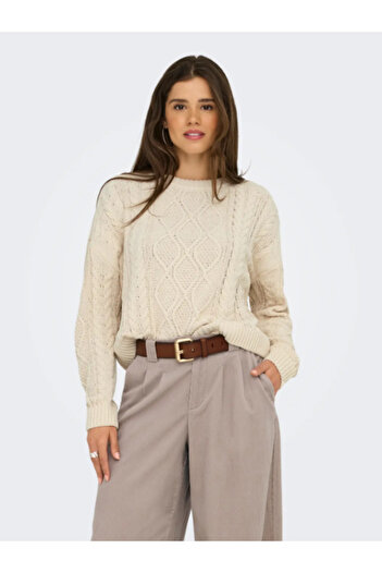 ONLY Onlelly Life Ls Cable O-Neck Cc Knt Women's Knitted Patterned Sweater 15351234