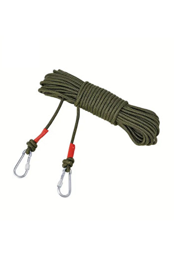 kamp dükkanı 10 Metre 6mm Renkli Iskota Halat Karabinalı Çadır Branda Tente Yük Bağlama Gerdirme İpi (HAKİ)