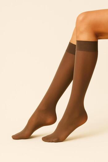 DÜVEN Women's Knee-Length Trouser Socks Medium Thick Micro 40 Mink Matte Mus Socks