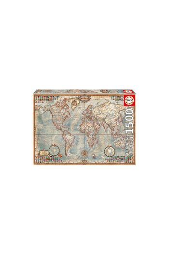 EDUCA Puzzle - The World, Political Map, 1500 pieces, includes puzzle glue