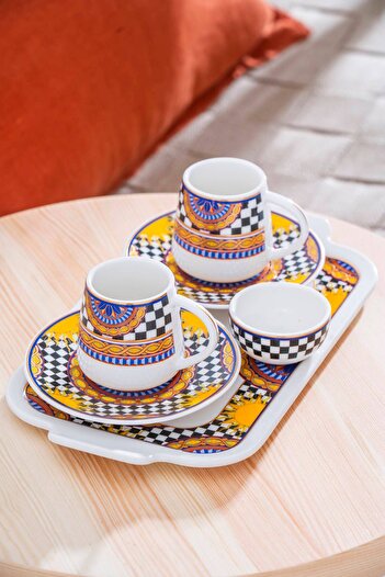 ACAR Trianna 2-Person Coffee Cup Set with Tray - 100 ml