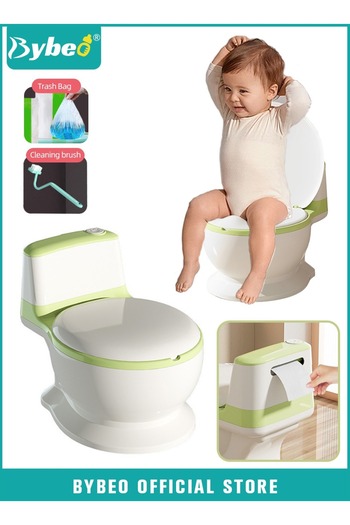 BYBEO Baby Potty Training Seat, Kid Size Potty, Realistic Potty Training Toilet with Lid Back, Babies Toil