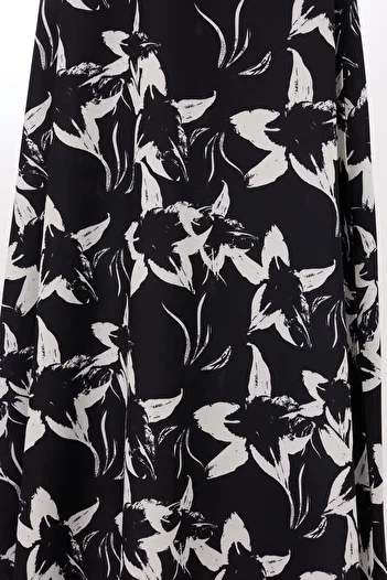 Eight Fashion Fusta lungă de viscoză cu imprimeu floral alb-negru pentru femei