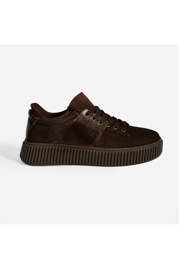 Desa Men's Brown Lace-Up Leather Sports Shoes