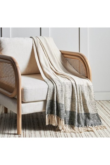 Home Centre Ascott Stripes Cotton Throw - 130x170 cm