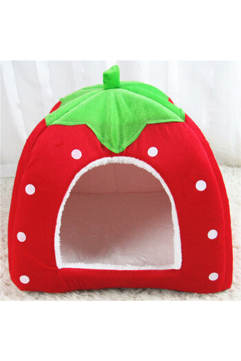 ENAR Strawberry Shape Pet Bed House Red/Green 43x43x45cm