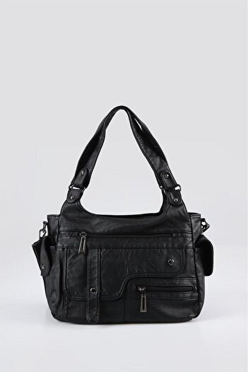 Erbilden Pyser black leather shoulder bag
