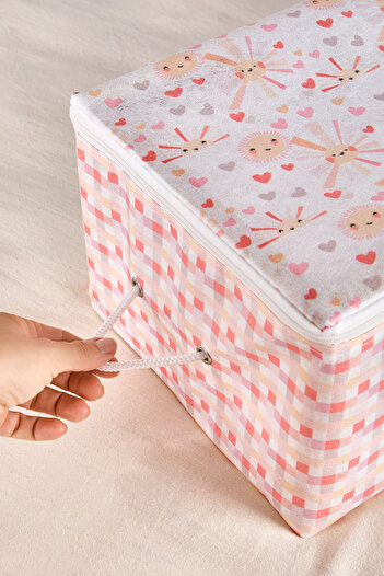 Serstil Little Sun Serisi Mini Hurç - Fermuarlı Çocuk Odası Düzenleme Kumaş Saklama Organizer 30x22x18cm