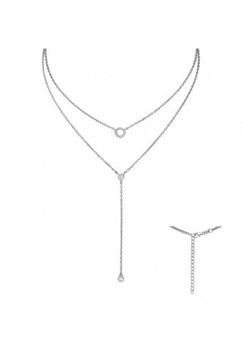 OEM Colier din argint 925 cu dublu lănțișor, model Double Charm - 4,4g
