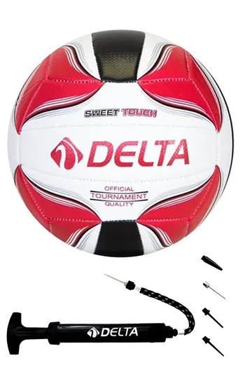Delta Rivo Size 5 Volleyball - Durable Stitched Ball and Pump Set No:5 Red