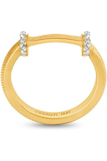 Cerruti 1881 Matilde Gold Branding Etched Ring Size 56