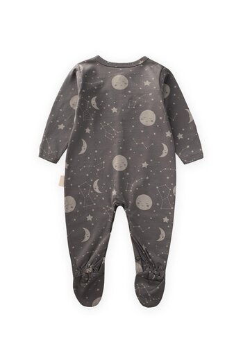 Cigit Patterned Jumpsuit with Footed Gloves 0-9 Months Gray