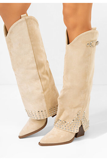 B T Shoes Μπότες με χοντρό τακούνι Raffaela μπεζ