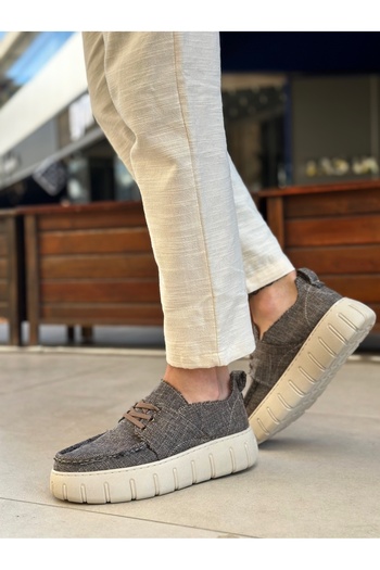 BOA Ba0676 Boa Brown Linen High Sole Men's Summer Shoes