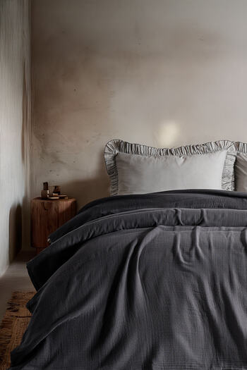 Doqu Home Natura Muslin Multi-Purpose Cover Single Bed Dark Gray