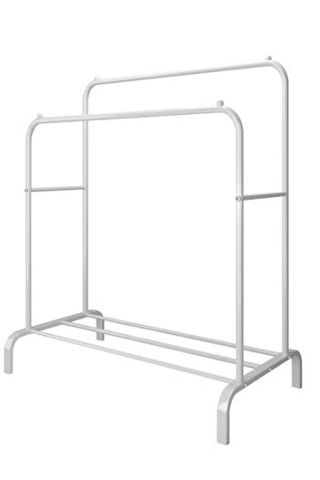 Cady One Metal Clothes Hanger Organizer and White Clothes Rack with Wheels 110x55x150 cm