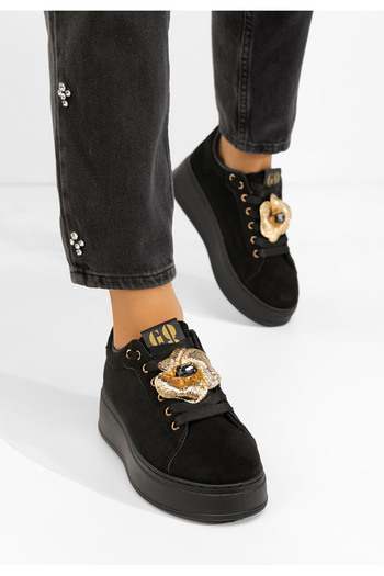 B T Shoes Černé dámské tenisky na platformě Nuvina