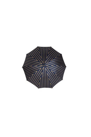 LUXURY Umbrelă bleumarin cu dungi aurii și mâner din lemn
