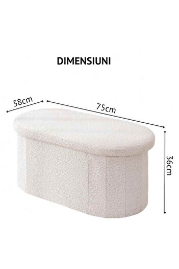 OEM Foldable Storage Box Ottoman, Upholstered with Lid, Multi-functional, 75x38x36 cm, White