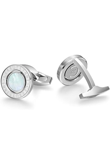 Cerruti 1881 Lino Silver Stainless Steel with Rotating Mother of Pearl Center Cufflink for Men
