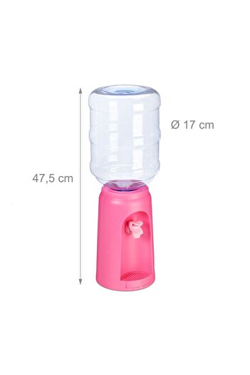 Relaxdays Water dispenser, with tap, grid tray for collecting water, 4.5 L, pink, 47.5 x 17 cm