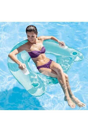 Intex Inflatable water chair Intex, 152×99 cm, with handles and 2 cup holders, turquoise